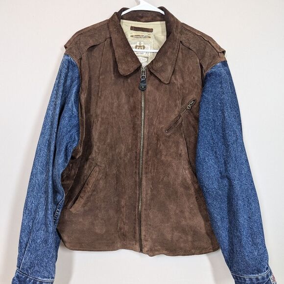 Vintage Chevignon Suede & Denim Jacket XXL – Embroidered Logo, Rare 80s/90s - Picture 2 of 15